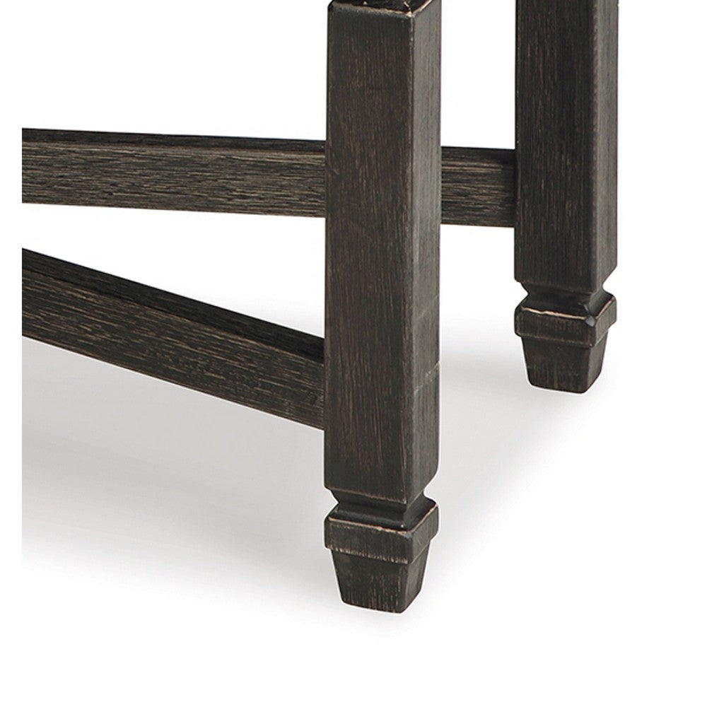 Trekk Dining Bench, X-Stretcher and Nailhead Trim, Black Wood, 50 Inch -BM329787