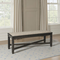 Trekk Dining Bench, X-Stretcher and Nailhead Trim, Black Wood, 50 Inch -BM329787