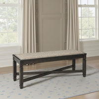 Trekk Dining Bench, X-Stretcher and Nailhead Trim, Black Wood, 50 Inch -BM329787
