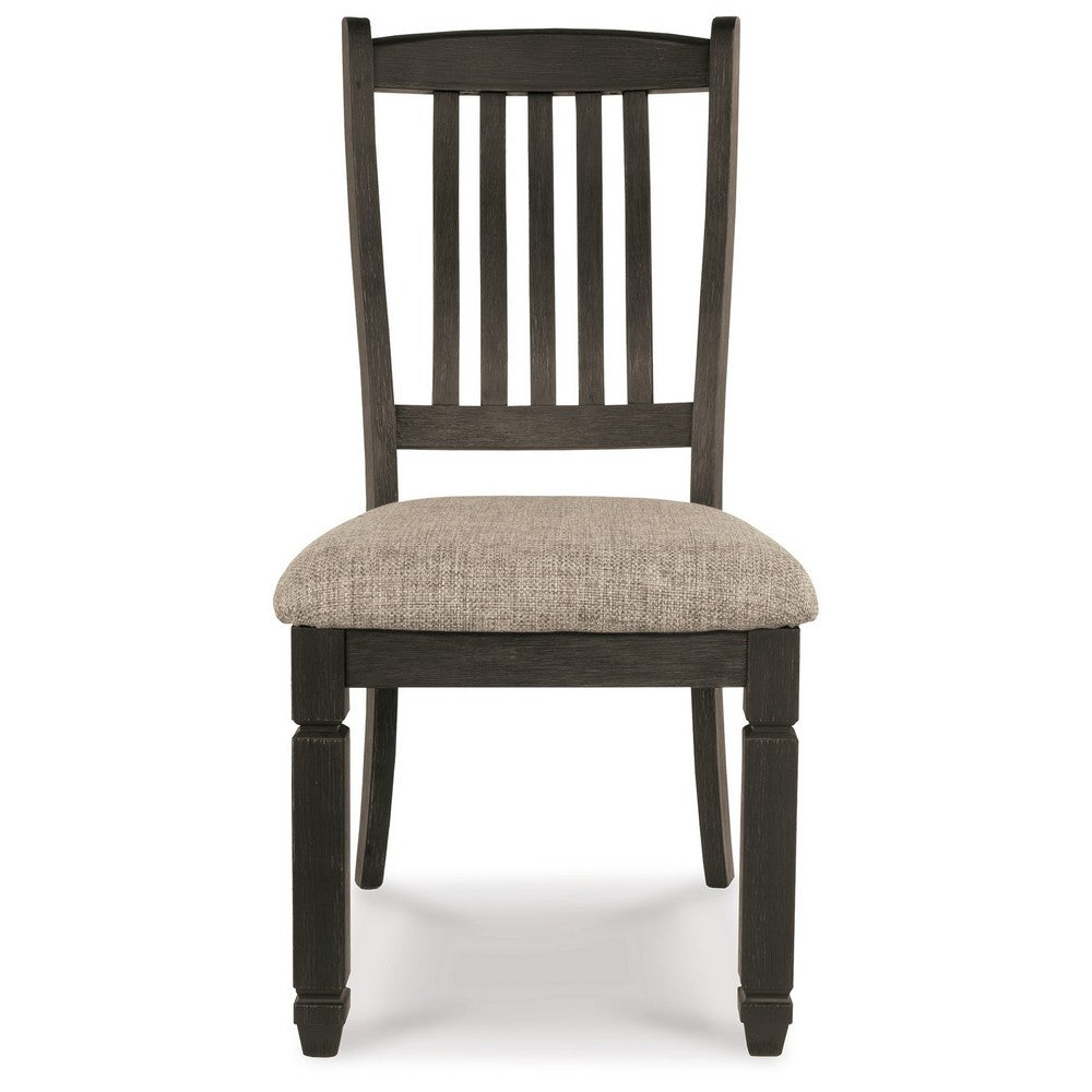 Trekk Dining Side Chair Set of 2, Slat Back Tapered Legs, Black Wood -BM329788