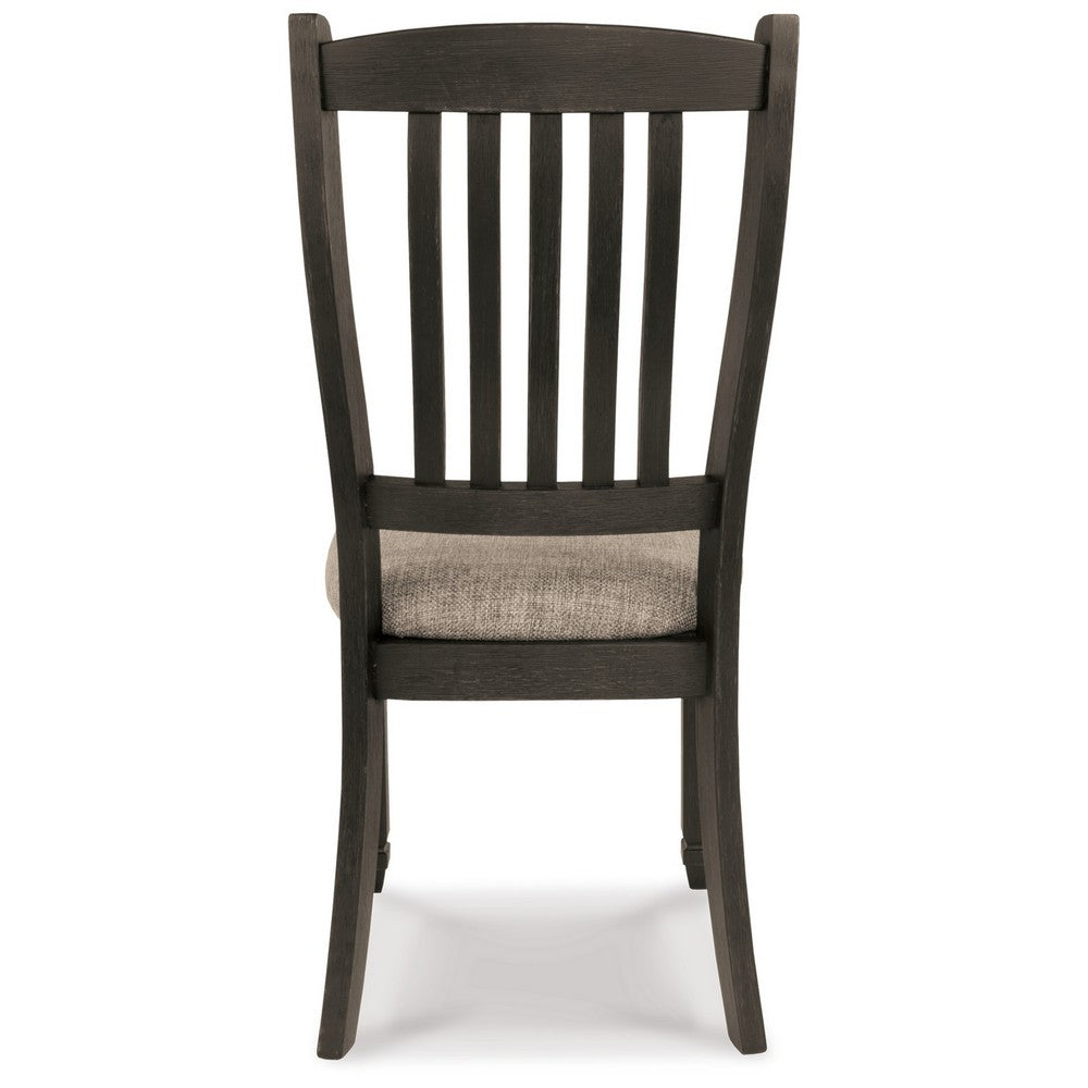 Trekk Dining Side Chair Set of 2, Slat Back Tapered Legs, Black Wood -BM329788