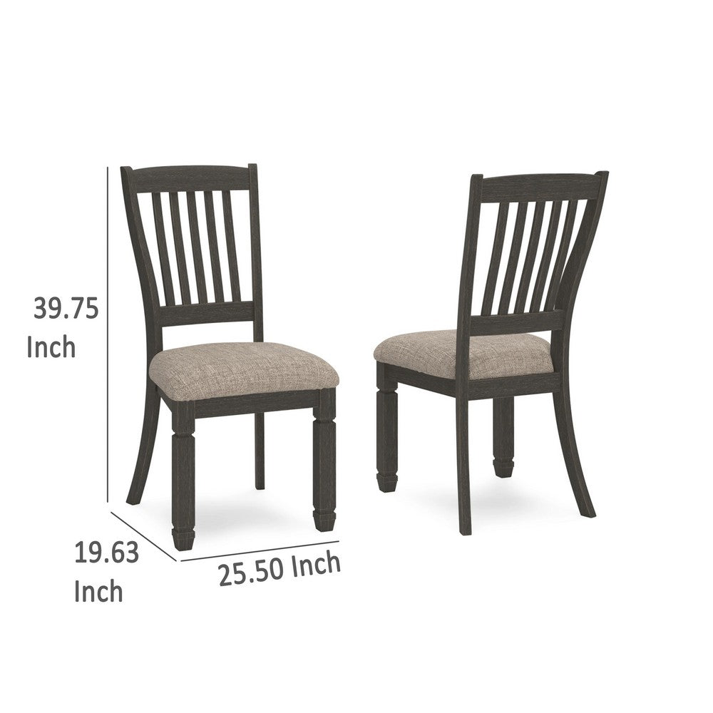 Trekk Dining Side Chair Set of 2, Slat Back Tapered Legs, Black Wood -BM329788