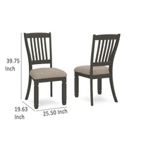 Trekk Dining Side Chair Set of 2, Slat Back Tapered Legs, Black Wood -BM329788