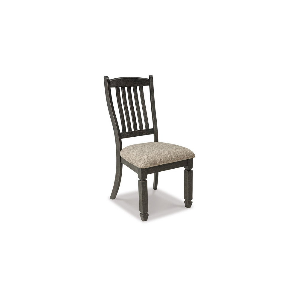Trekk Dining Side Chair Set of 2, Slat Back Tapered Legs, Black Wood -BM329788