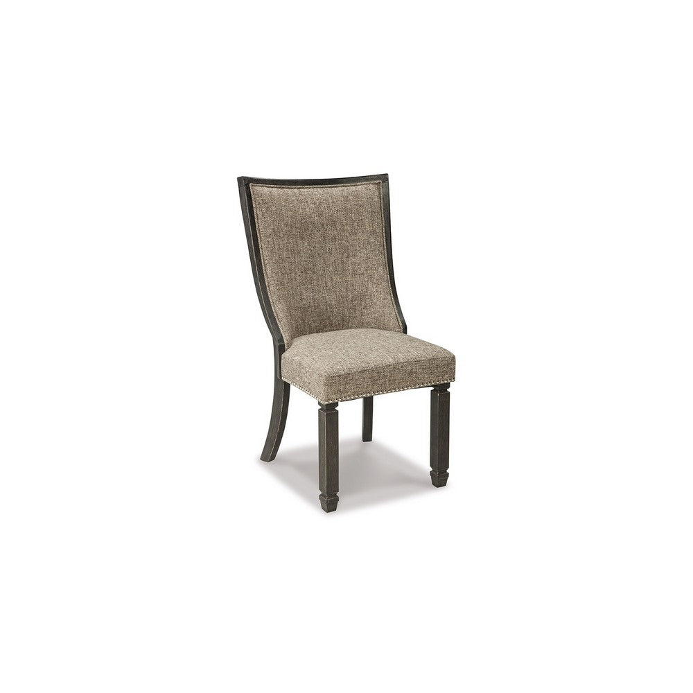 Trekk Dining Side Chair Set of 2, Black, Gray Brown Woven Polyester -BM329789