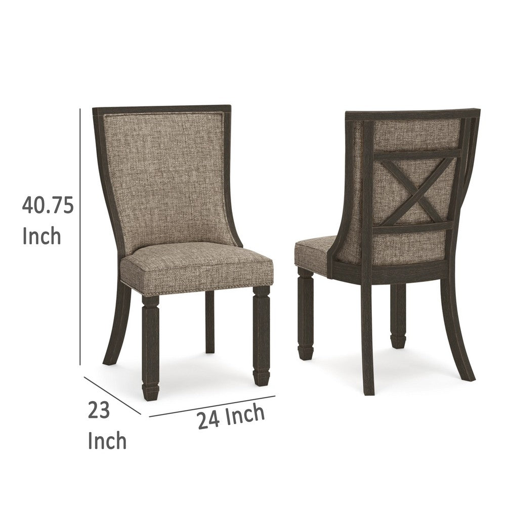 Trekk Dining Side Chair Set of 2, Black, Gray Brown Woven Polyester -BM329789
