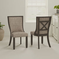 Trekk Dining Side Chair Set of 2, Black, Gray Brown Woven Polyester -BM329789