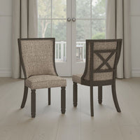 Trekk Dining Side Chair Set of 2, Black, Gray Brown Woven Polyester -BM329789