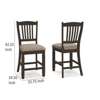 Trekk Counter Height Chair Set of 2, Slatted Back, Black Polyester -BM329790