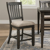 Trekk Counter Height Chair Set of 2, Slatted Back, Black Polyester -BM329790