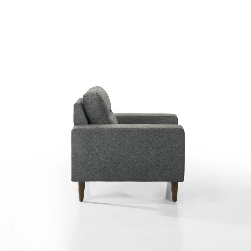 Vile Accent Chair, Plush Gray Fabric, Classic Tapered Solid Wood Legs -BM329877