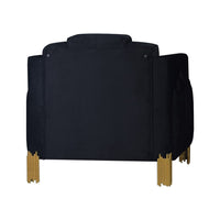 Theo Accent Chair, Black Velvet, Blue LED Lights, Gold Metal Legs -BM329926