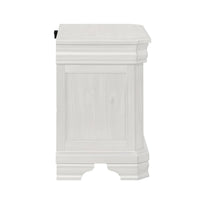 Lynda Nightstand, 2 Drawers Metal Handles, White Acacia Wood 27 Inch -BM329961