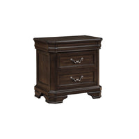 Lynda Nightstand, 2 Drawers Metal Handles, Brown Acacia Wood, 28 Inch -BM329962