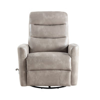 Aki Swivel Manual Recliner Chair, Adjustable Rest, Gray Faux Leather -BM329987