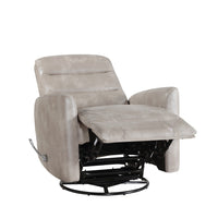 Aki Swivel Manual Recliner Chair, Adjustable Rest, Gray Faux Leather -BM329987