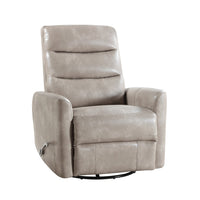 Aki Swivel Manual Recliner Chair, Adjustable Rest, Gray Faux Leather -BM329987