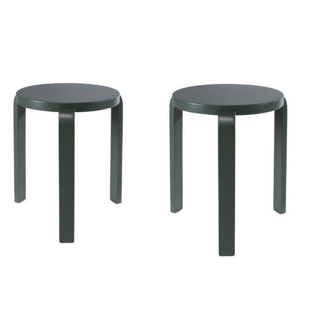 Mata Stacking Stool Ottoman, Set of 2, Modern Spanish Moss Green -BM330003