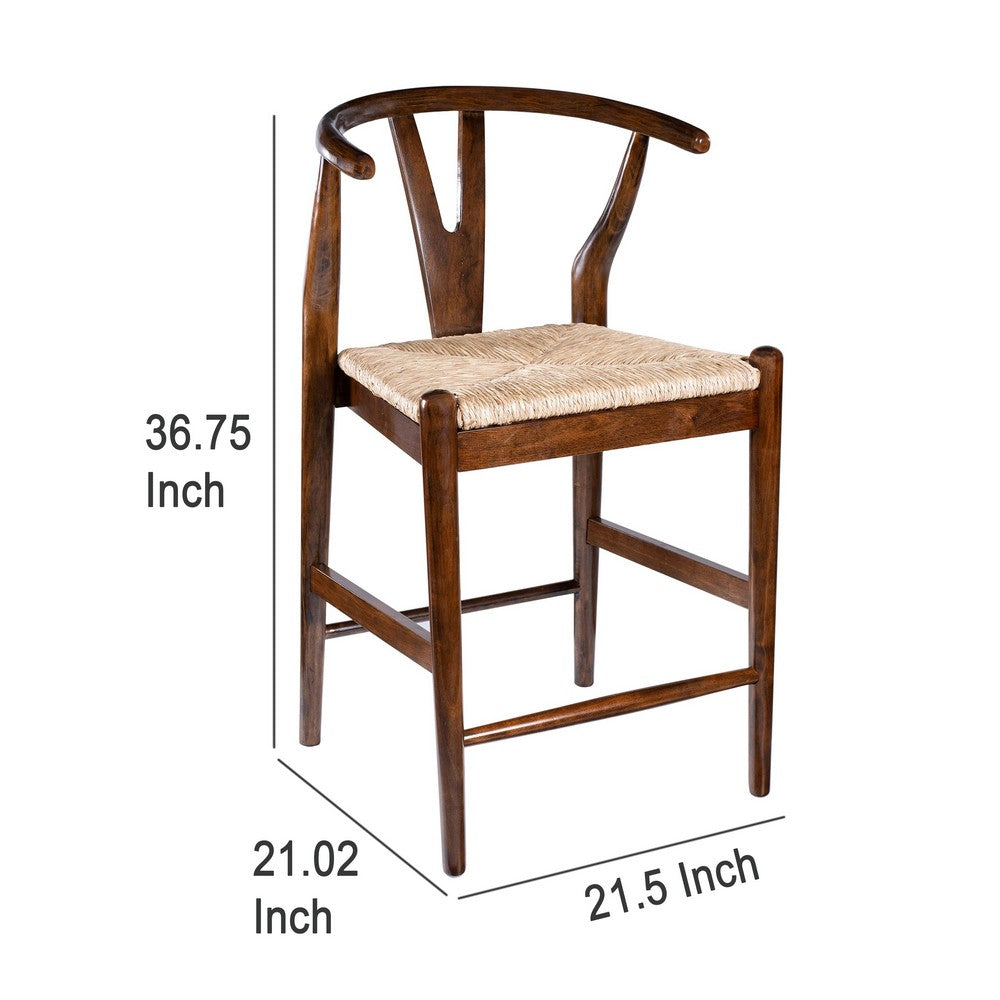 Cera Counter Stool Chair, Handwoven Rope, Cappuccino Brown -BM330012