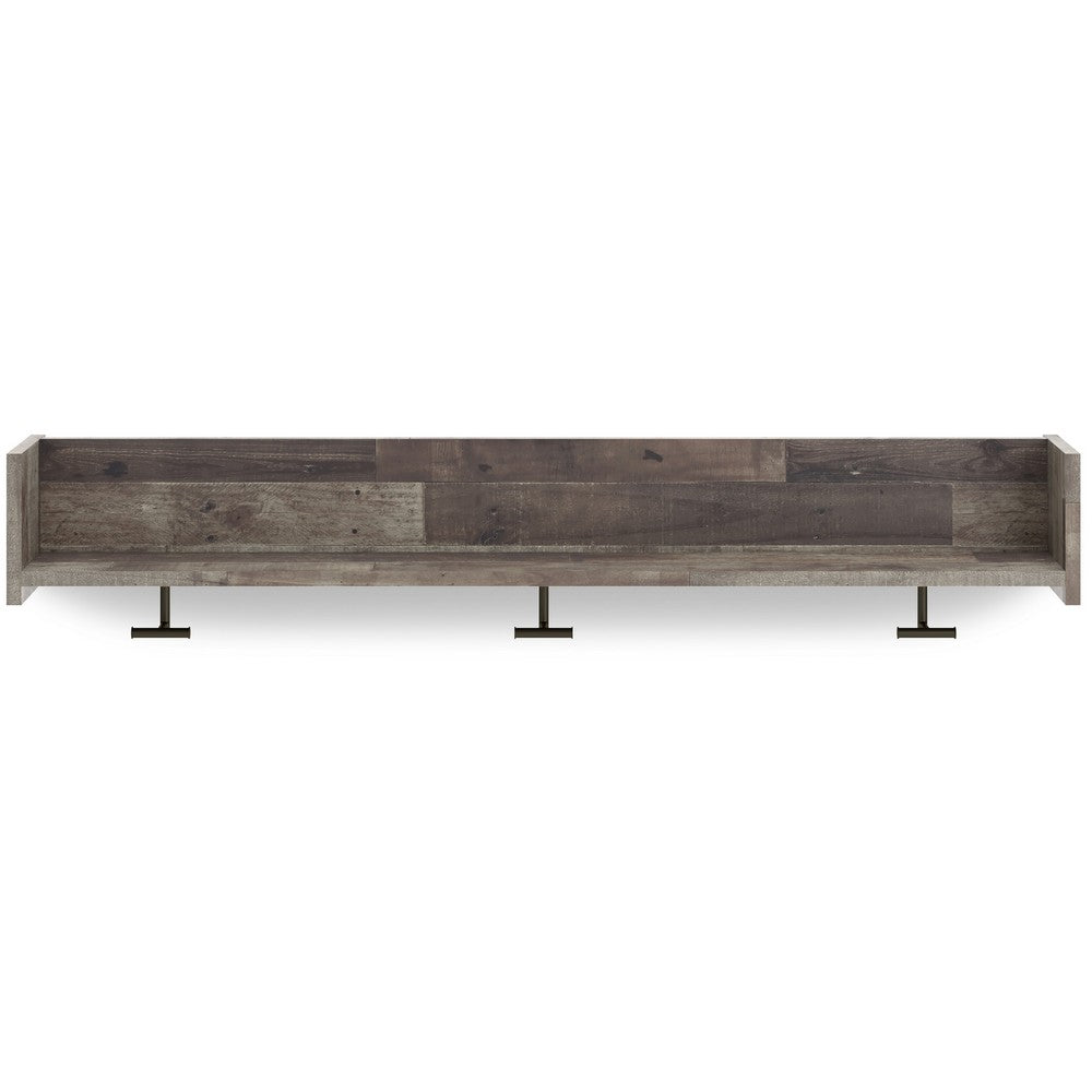 Elis Wall Mounted Coat Rack with 3 Hooks and Shelf, Butcher Block Gray -BM330030