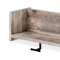 Elis Wall Mounted Coat Rack, 3 Hooks and Shelf, Butcher Block White -BM330032