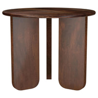 Novo Side End Table, 24 Inch, Three Panel Legs, Brown Mango Wood -BM330046