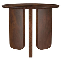 Novo Side End Table, 24 Inch, Three Panel Legs, Brown Mango Wood -BM330046