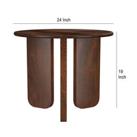 Novo Side End Table, 24 Inch, Three Panel Legs, Brown Mango Wood -BM330046