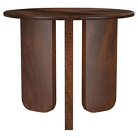 Novo Side End Table, 24 Inch, Three Panel Legs, Brown Mango Wood -BM330046