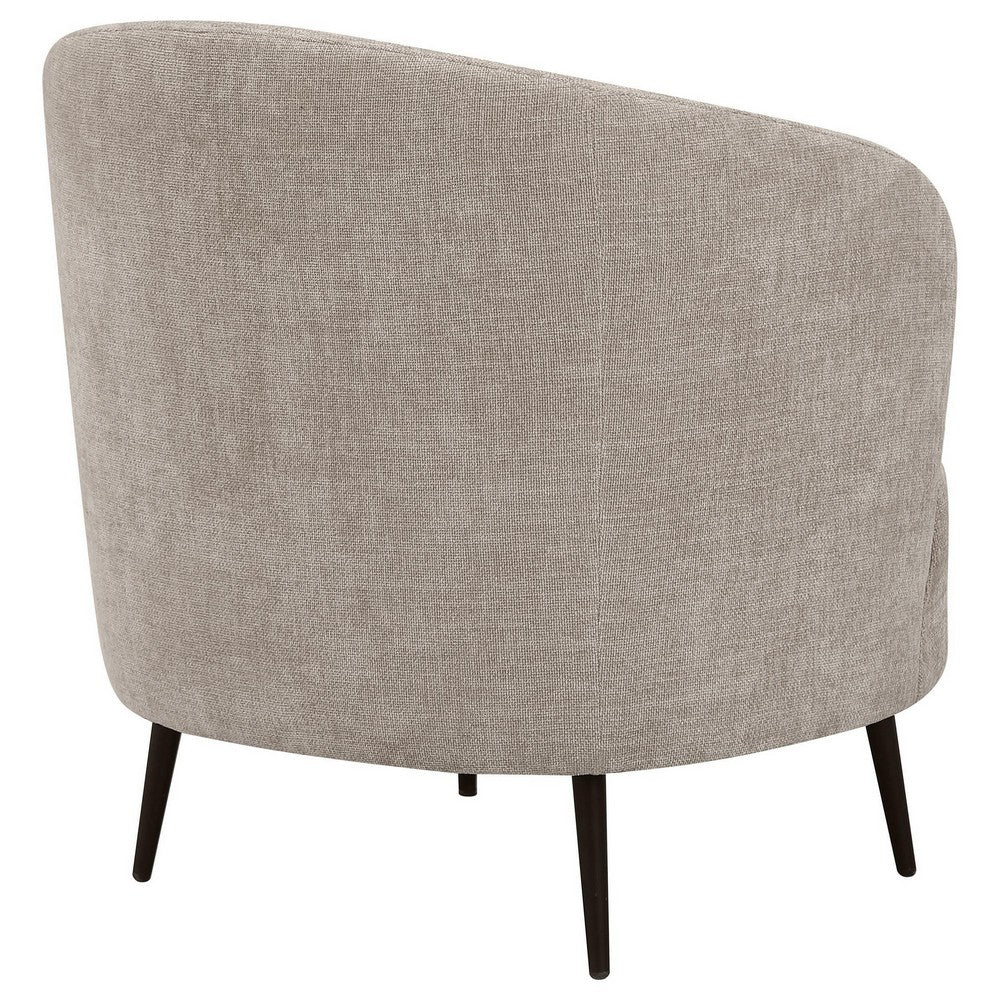 Zui Curved Accent Armchair, 33 Inch, Beige, Modern Sleek Tapered Metal Legs -BM330059
