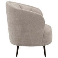 Zui Curved Accent Armchair, 33 Inch, Beige, Modern Sleek Tapered Metal Legs -BM330059