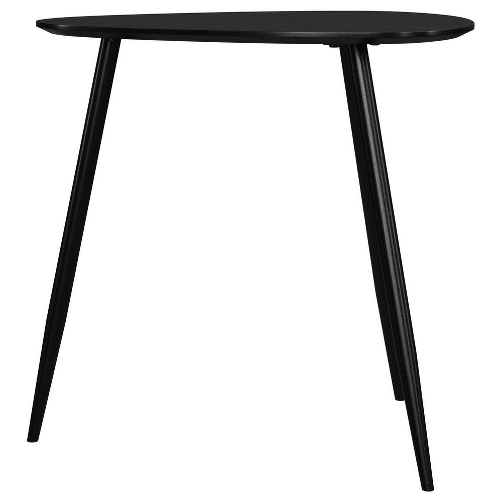 Deso Side End Table, 20 Inch Triangular Black Mango Wood, Metal Legs -BM330063