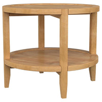 Camilia Side End Table, 23 Inch Round Top, 1 Shelf, Natural Brown -BM330078