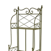 Monty Plant Stand, 3 Tier Shelves Classic Scrolled Green Metal 44 Inch -BM330106