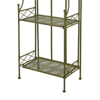 Monty Plant Stand, 3 Tier Shelves Classic Scrolled Green Metal 44 Inch -BM330106