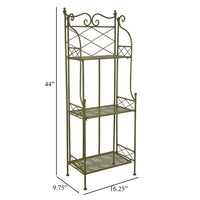 Monty Plant Stand, 3 Tier Shelves Classic Scrolled Green Metal 44 Inch -BM330106