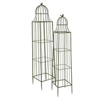 Meryl Plant Trellis Set of 2, Garden Tall Cage Design, Green Metal -BM330111