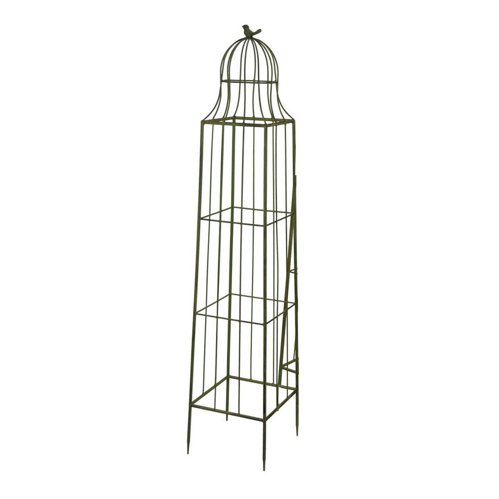 Meryl Plant Trellis Set of 2, Garden Tall Cage Design, Green Metal -BM330111