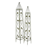Kanye Garden Trellis Set of 2, Leaf Details Vertical Plant Green Metal -BM330114