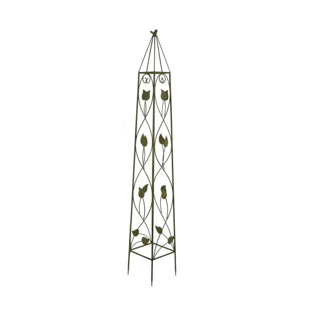 Kanye Garden Trellis Set of 2, Leaf Details Vertical Plant Green Metal -BM330114