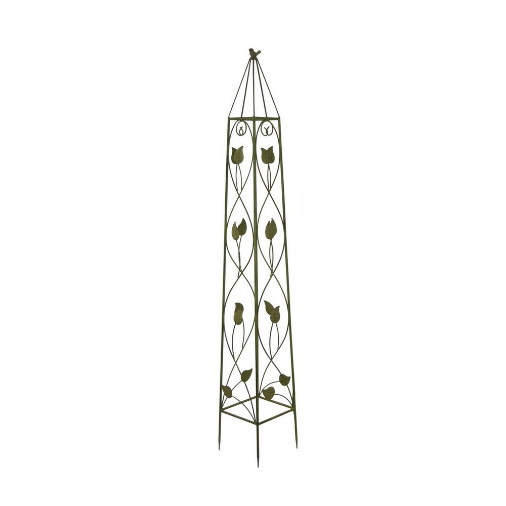 Kanye Garden Trellis Set of 2, Leaf Details Vertical Plant Green Metal -BM330114