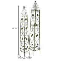 Kanye Garden Trellis Set of 2, Leaf Details Vertical Plant Green Metal -BM330114
