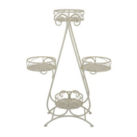 Shin Plant Stand with 4 Solid Pots, Classic White Metal Finish 33 Inch -BM330117