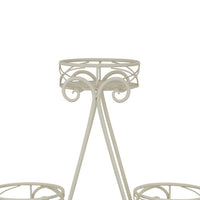Shin Plant Stand with 4 Solid Pots, Classic White Metal Finish 33 Inch -BM330117