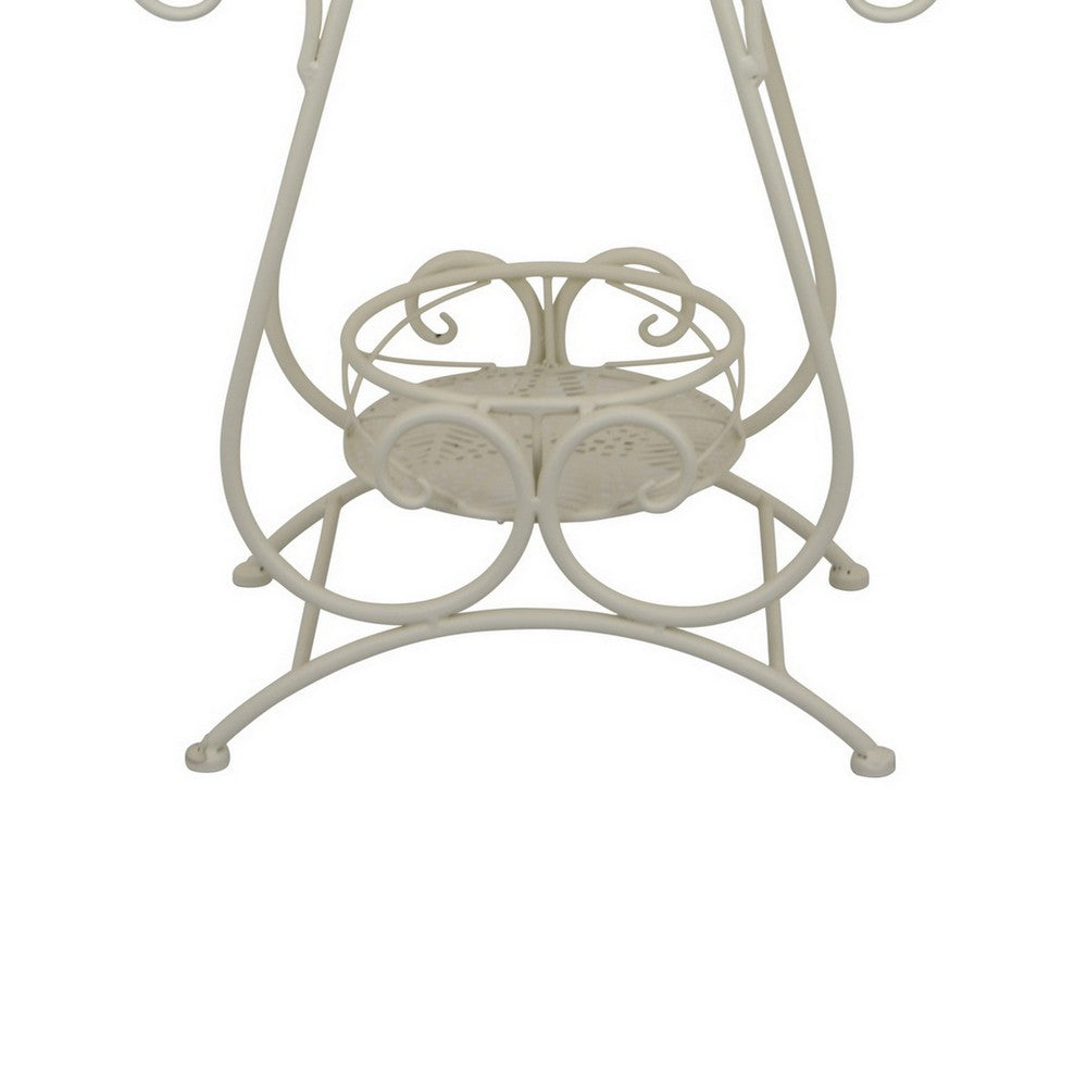 Shin Plant Stand with 4 Solid Pots, Classic White Metal Finish 33 Inch -BM330117