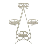 Shin Plant Stand with 4 Solid Pots, Classic White Metal Finish 33 Inch -BM330117