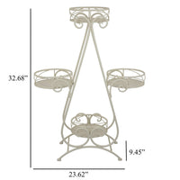 Shin Plant Stand with 4 Solid Pots, Classic White Metal Finish 33 Inch -BM330117
