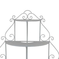 Lara Plant Stand with 3 Tier Half Round Shelves, White Metal 40 Inch -BM330119