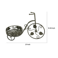 Covey Accent Plant Stand Tricycle, 2 Round Pots, Green Metal 21 Inch - BM330120