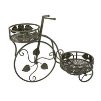 Covey Accent Plant Stand Tricycle, 2 Round Pots, Green Metal 22 Inch -BM330121